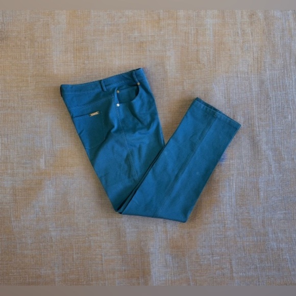 St John dress Pants Turquoise blue Sporty Trousers straight dress pant 8 zip - Picture 4 of 16